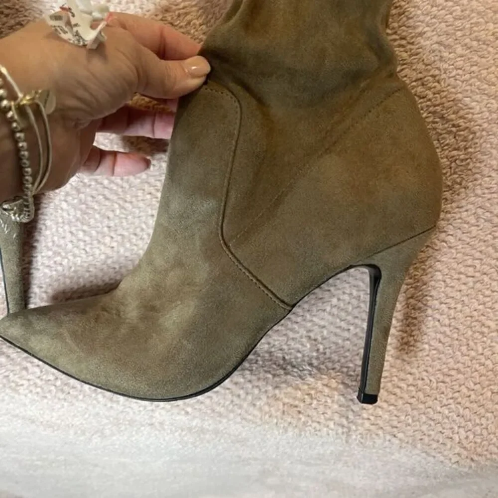 ALDO Asteille Over the Knee High Heel Boots Brown Suede Sexy Size Zipper Woman 9